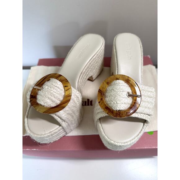 $458 Cult Gaia Sandals Slide Cleia Platform Off White Sz 36.5 Chunky heel Buckle - Picture 8 of 10